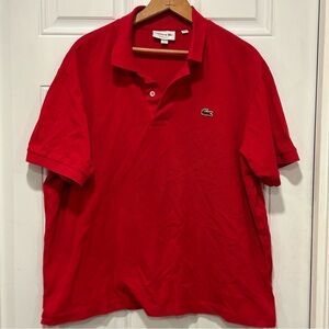 Lacoste Men's Classic-Fit Short-Sleeve Piqué Polo Shirt Red Size XXL Logo